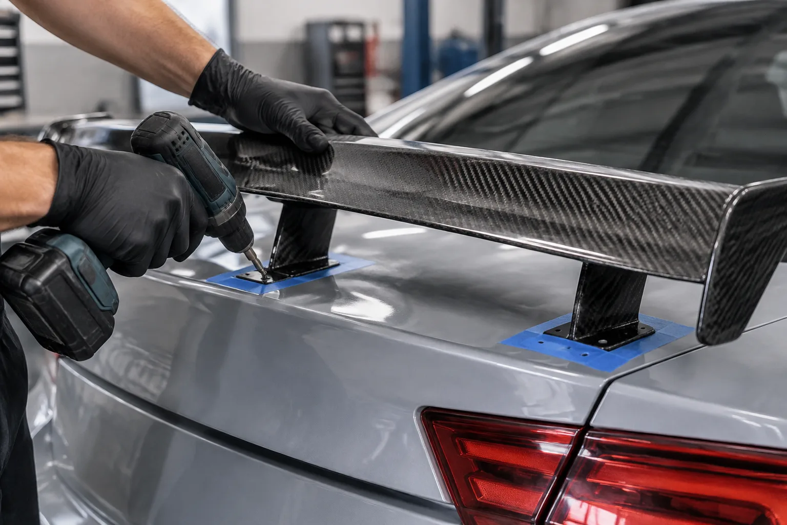 Spoiler Installation at Certified Motor Sports, Los Angeles, CA